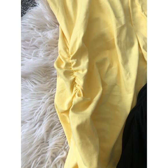 Laughido Cinched Side Ruching Dress Set Of Two Medium Black Yellow Stretchy H1 - Picture 4 of 8